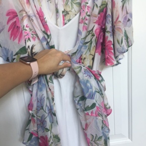 CALVIN KLEIN FLORAL RUFFLE DRESS, SZ 4 - Picture 3 of 7